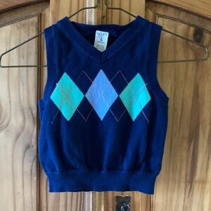 Boys Carter’s blue green argyle Diamond sweater vest - size 6 months